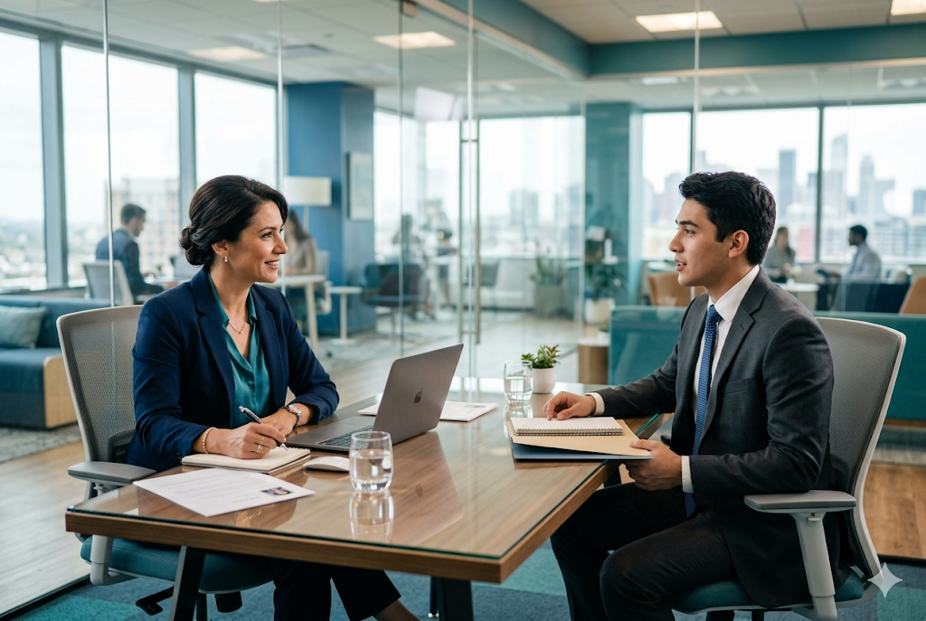 HR manager interviewing a candidate for recruitment